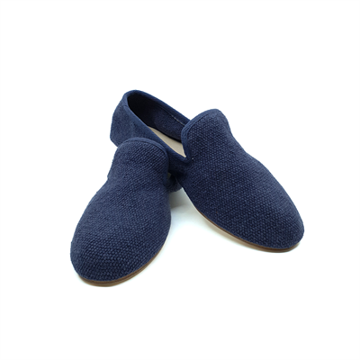 Barbara - Lacivert Koton Kumaş Barefoot Loafer Ayakkabı