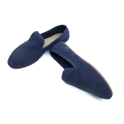 Barbara - Lacivert Koton Kumaş Barefoot Loafer Ayakkabı