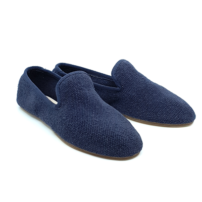 Barbara - Lacivert Koton Kumaş Barefoot Loafer Ayakkabı