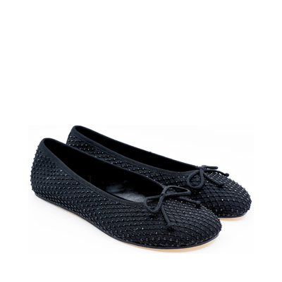Lucia - Siyah Taş İşlemeli Barefoot Babet