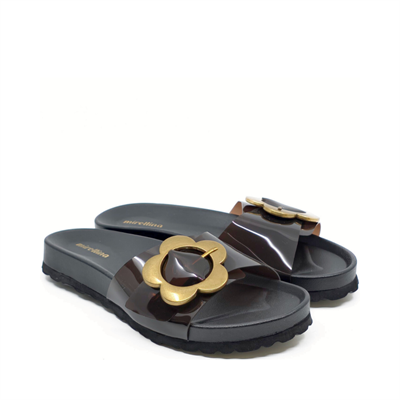 Flora - Kahverengi Şeffaf Bantlı Terlik