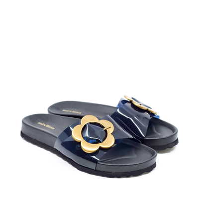 Flora - Lacivert Şeffaf Bantlı Terlik