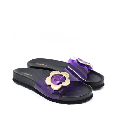 Flora - Mor Şeffaf Bantlı Terlik