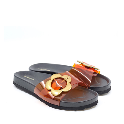 Flora - Turuncu Şeffaf Bantlı Terlik