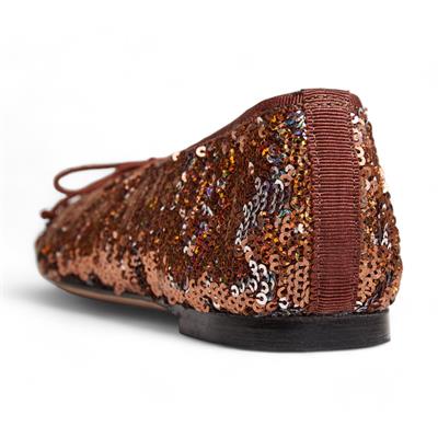Paris - Bakır Rengi Payet İşlemeli Kumaş Babet Ayakkabı