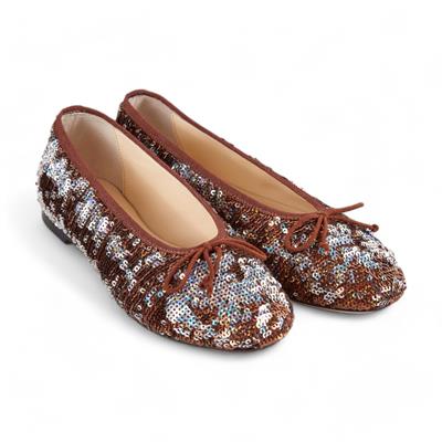 Paris - Bakır Rengi Payet İşlemeli Kumaş Babet Ayakkabı
