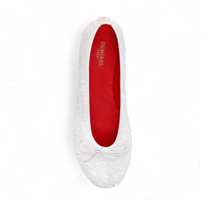 Paris - Beyaz Payet İşlemeli Kumaş Babet Ayakkabı