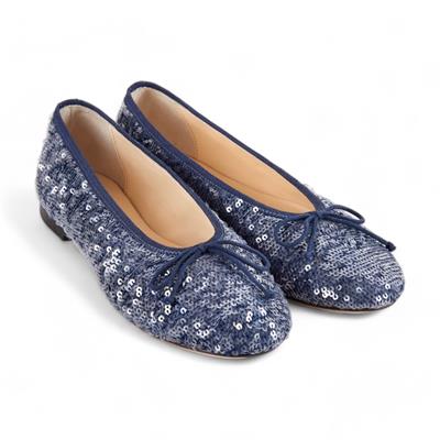 Paris - Denim Payet İşlemeli Kumaş Babet Ayakkabı