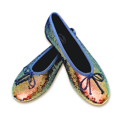 Positano - Multicolor Metalik Payetli Babet Ayakkabı