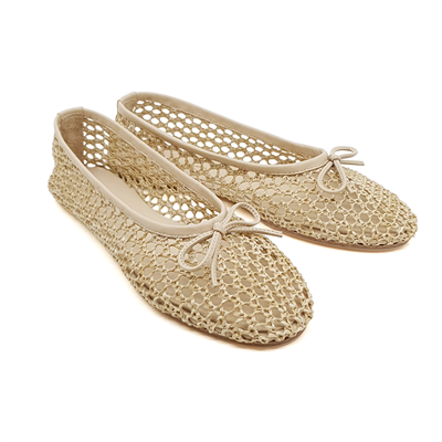 Viva - Bej Örgü Barefoot Babet Ayakkabı