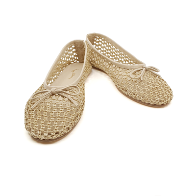 Viva - Bej Örgü Barefoot Babet Ayakkabı