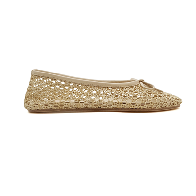 Viva - Bej Örgü Barefoot Babet Ayakkabı