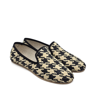 Barbara - Siyah-Ekru Örgü Barefoot Loafer Ayakkabı