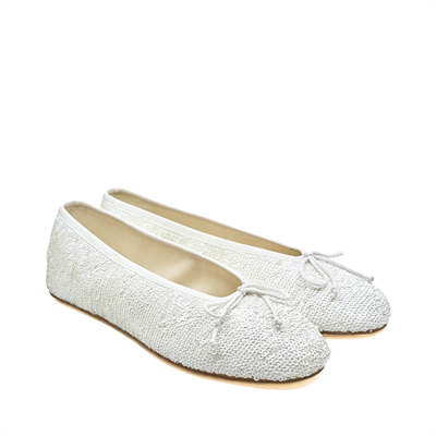 Sophia - Beyaz Payet İşlemeli Barefoot Babet