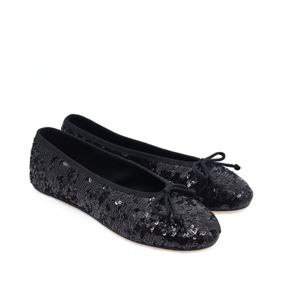 Sophia - Siyah Payet İşlemeli Barefoot Babet