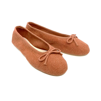 Athena - Tarçın Rengi Koton Kumaş Barefoot Babet Ayakkabı