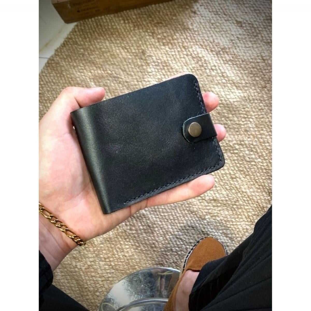  Antik Model El Yapımı Hakiki Deri Siyah Ünisex Cüzdan