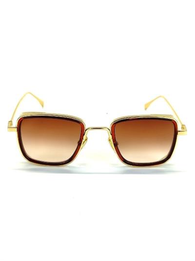 Kazan Uv 400 Kahve Cam Gold Çerçeve Gold Sap Ünisex Güneş Gözlüğü Goz-10895