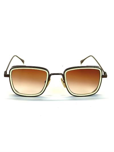 Kazan Uv 400 Kahve Cam Krem Çerçeve Kahve Sap Ünisex Güneş Gözlüğü Goz-10896