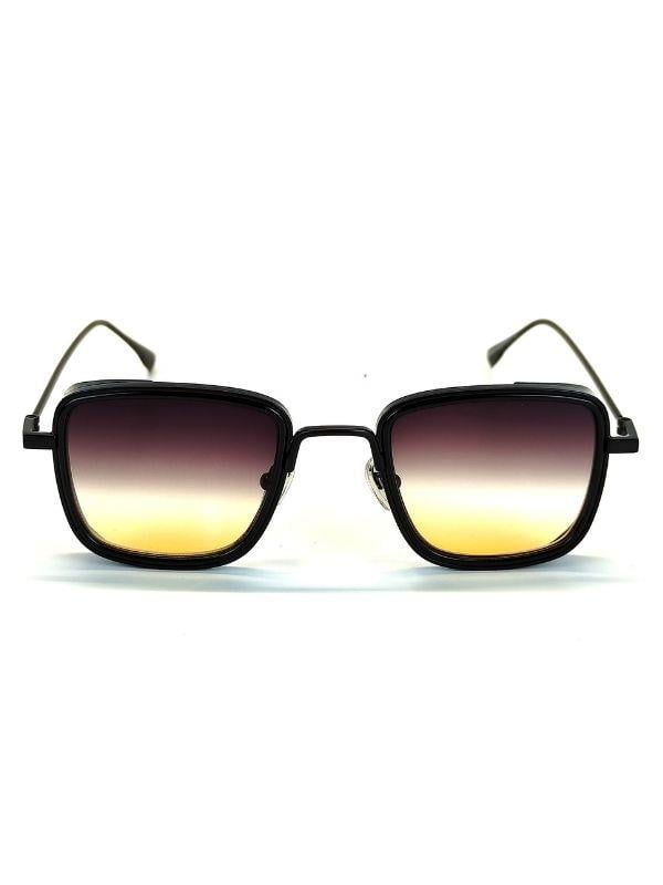 Kazan Uv 400 Çift Renk Cam Siyah Çerçeve Siyah Kahve Sap Ünisex Güneş Gözlüğü Goz-10893