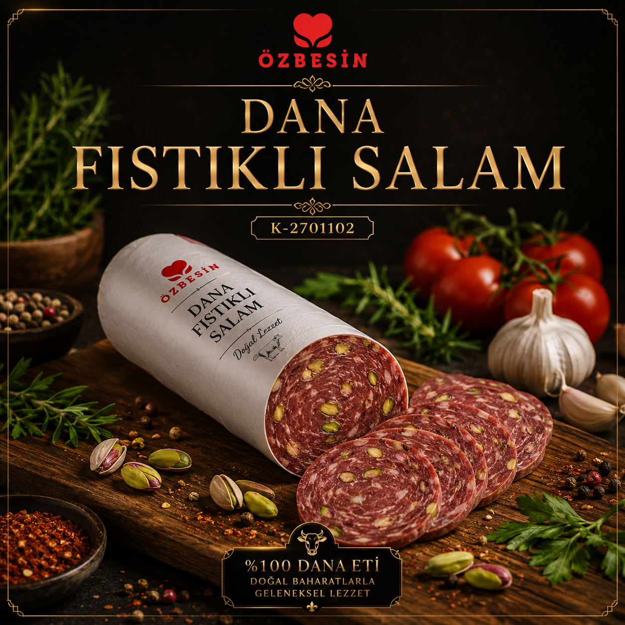 ÖZBESIN DANA FISTIKLI SALAM  *Kg