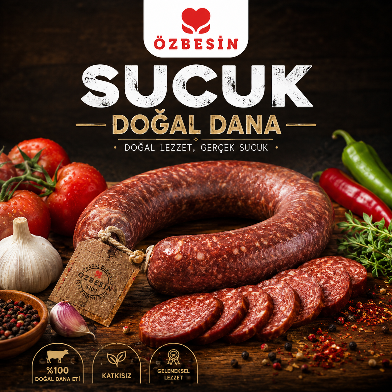 ÖZBESIN SUCUK DOGAL DANA   *kg