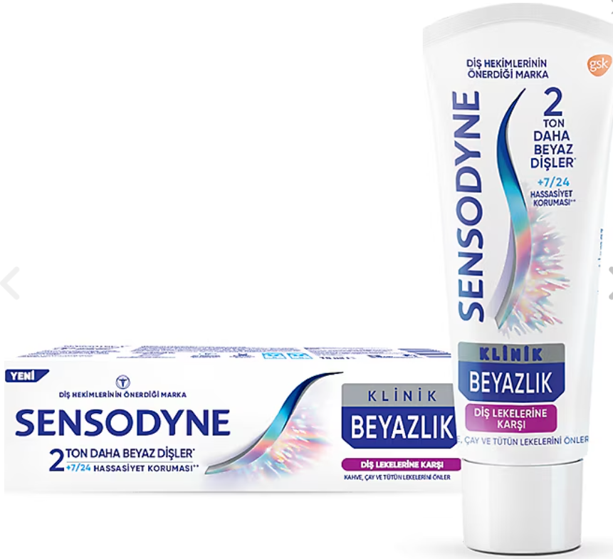 SENSODYNE 75ml DIS MACUNU KLINIK BEYAZLIK DIS LEKELERINE KARSI