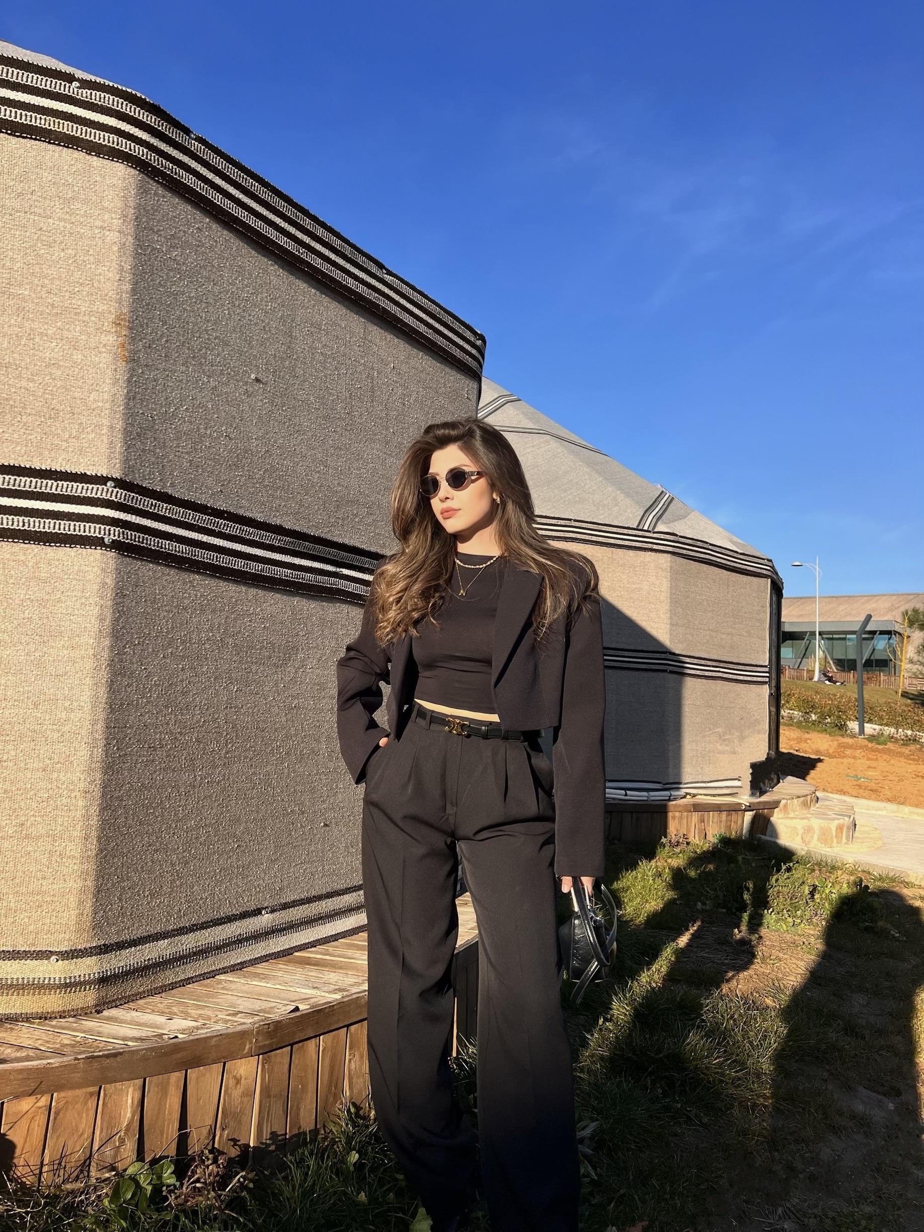 CROP BLAZER TASARIM CEKET-SİYAH
