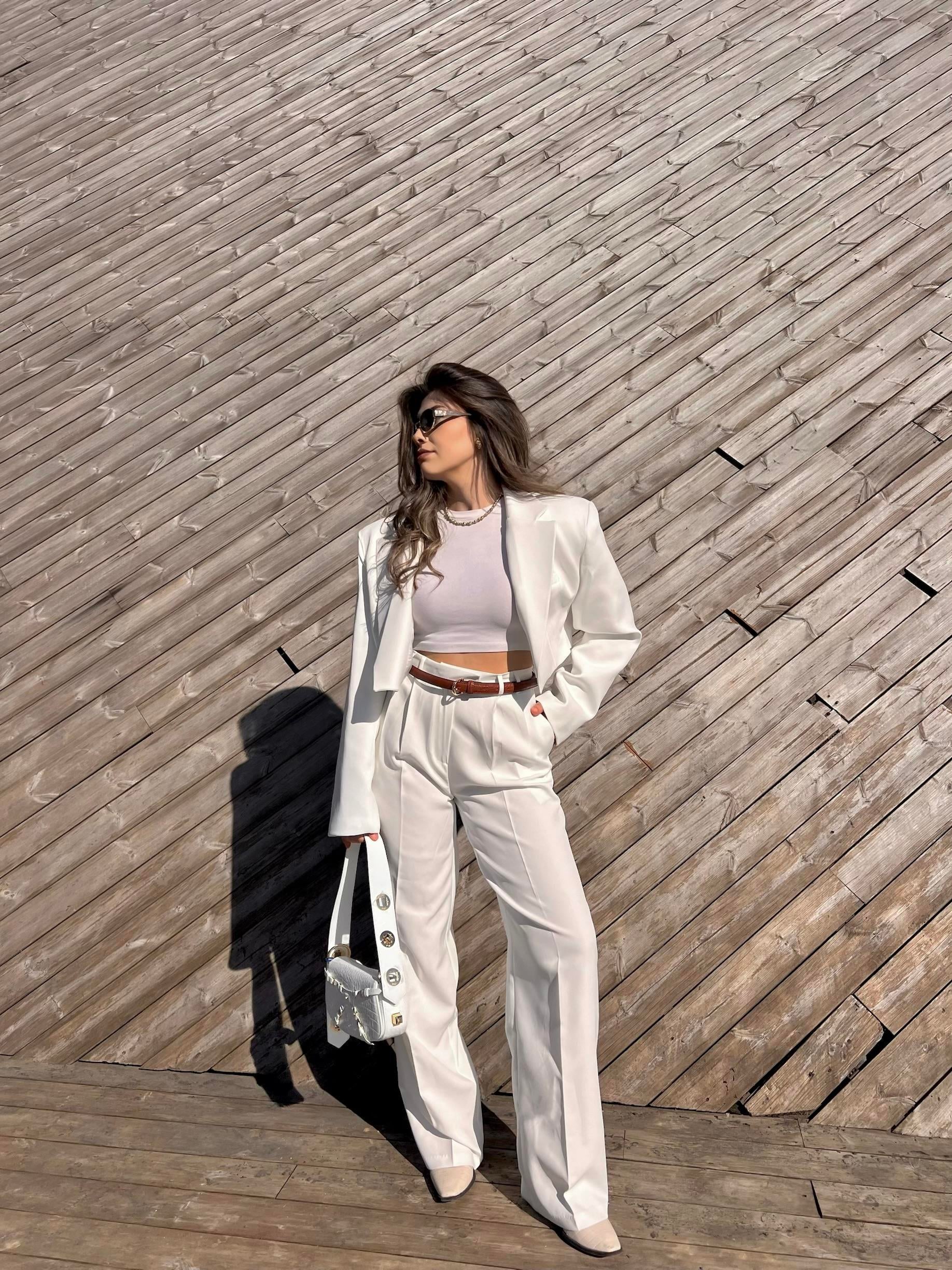 BLAZER TASARIM CEKET-BEYAZ