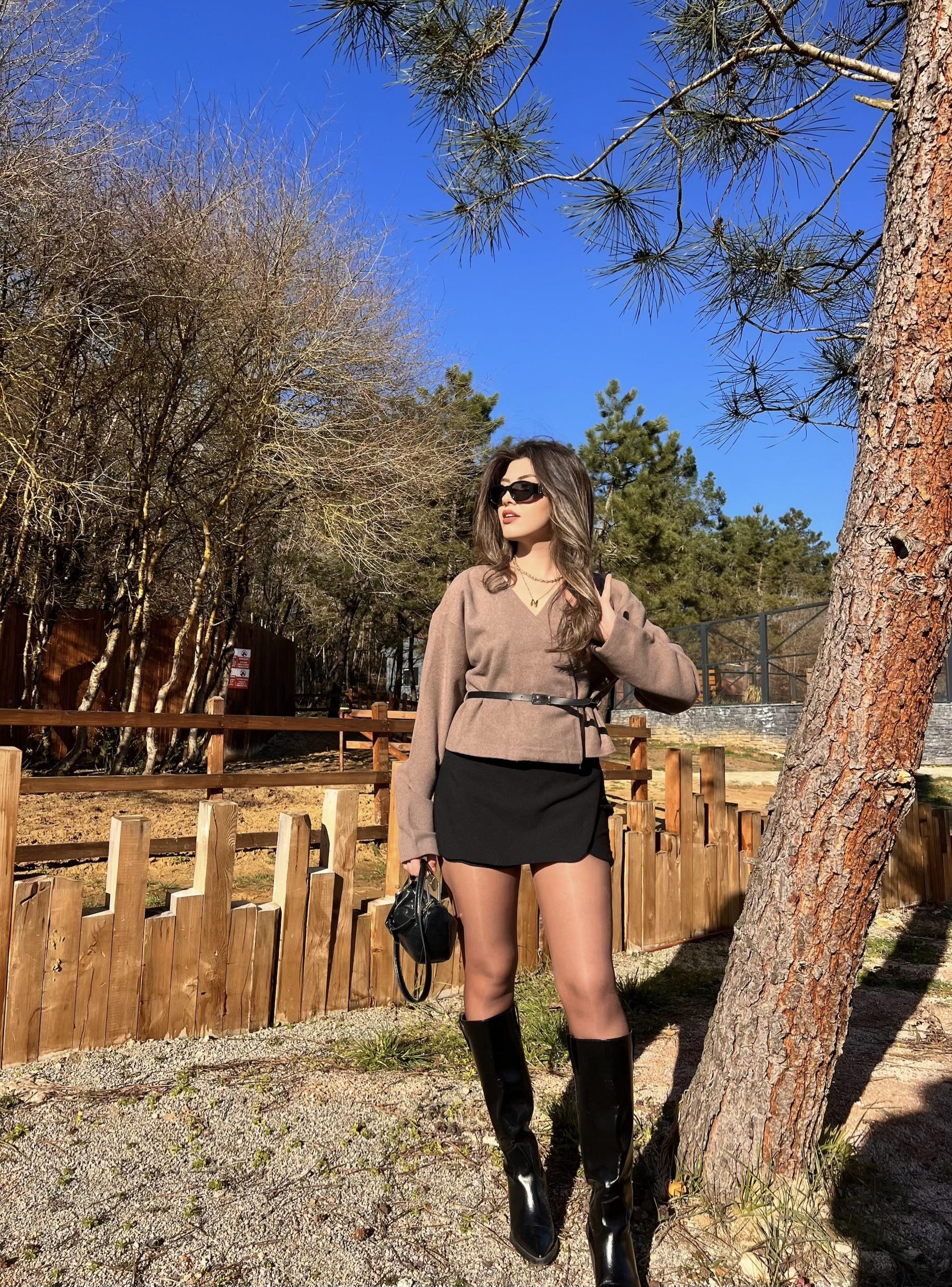 LUNA WRAP BLOUSE-KAHVERENGİ