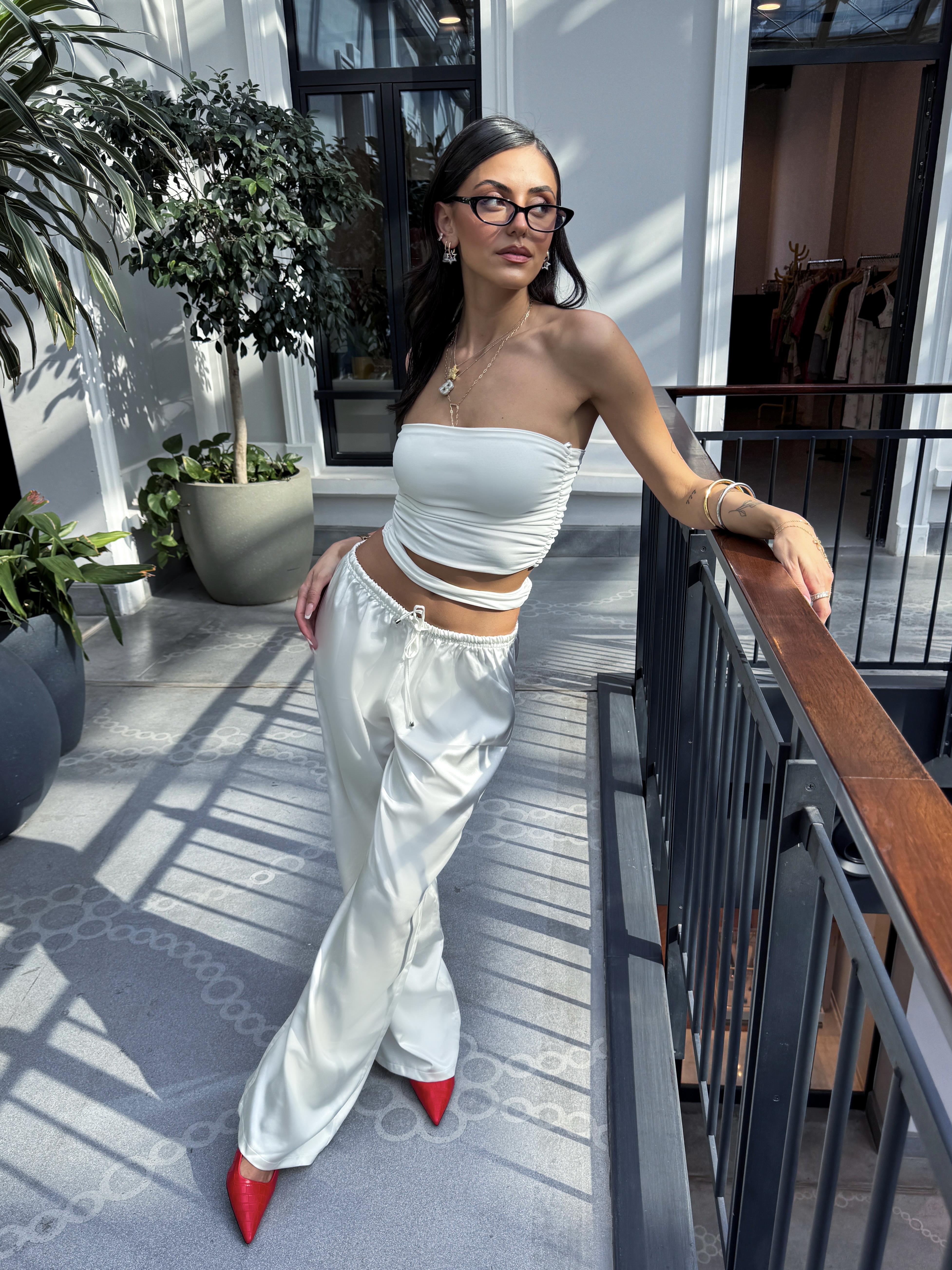SATEN PREMIUM PANTOLON-BEYAZ