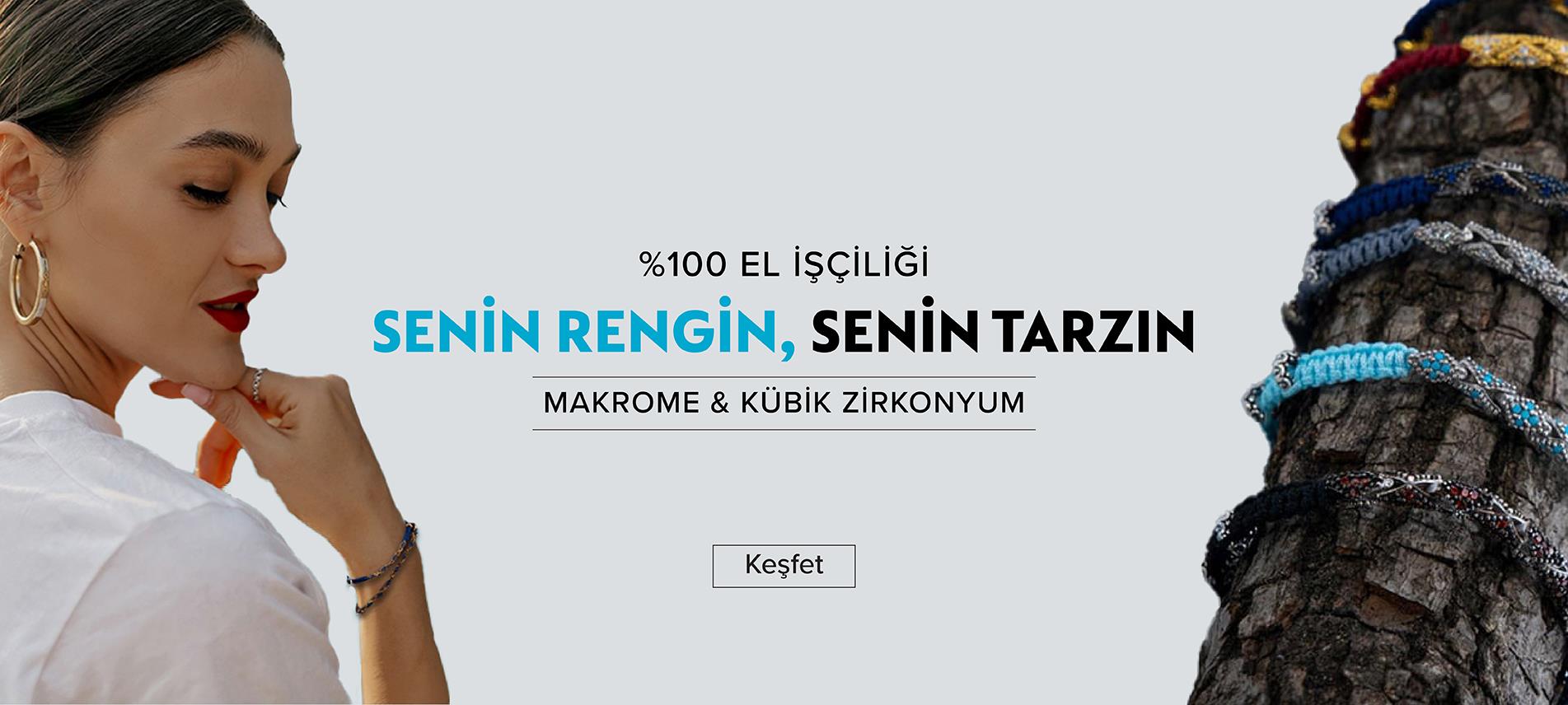 Makrome ve Kubik Zirkonyum Bileklik