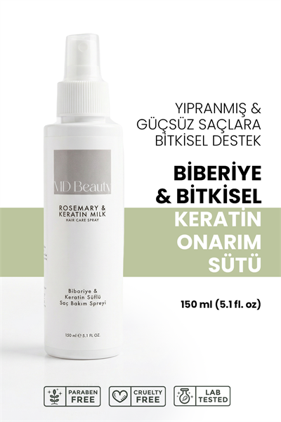 MD Beauty Biberiyeli Keratin Sütlü Saç Bakım Spreyi 100 ml Durulanmayan Onarıcı ve Güçlendirici