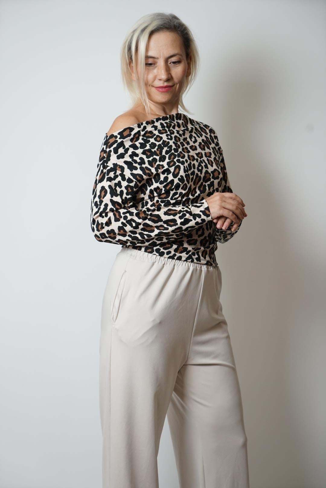 leopar desen tek omuz üst