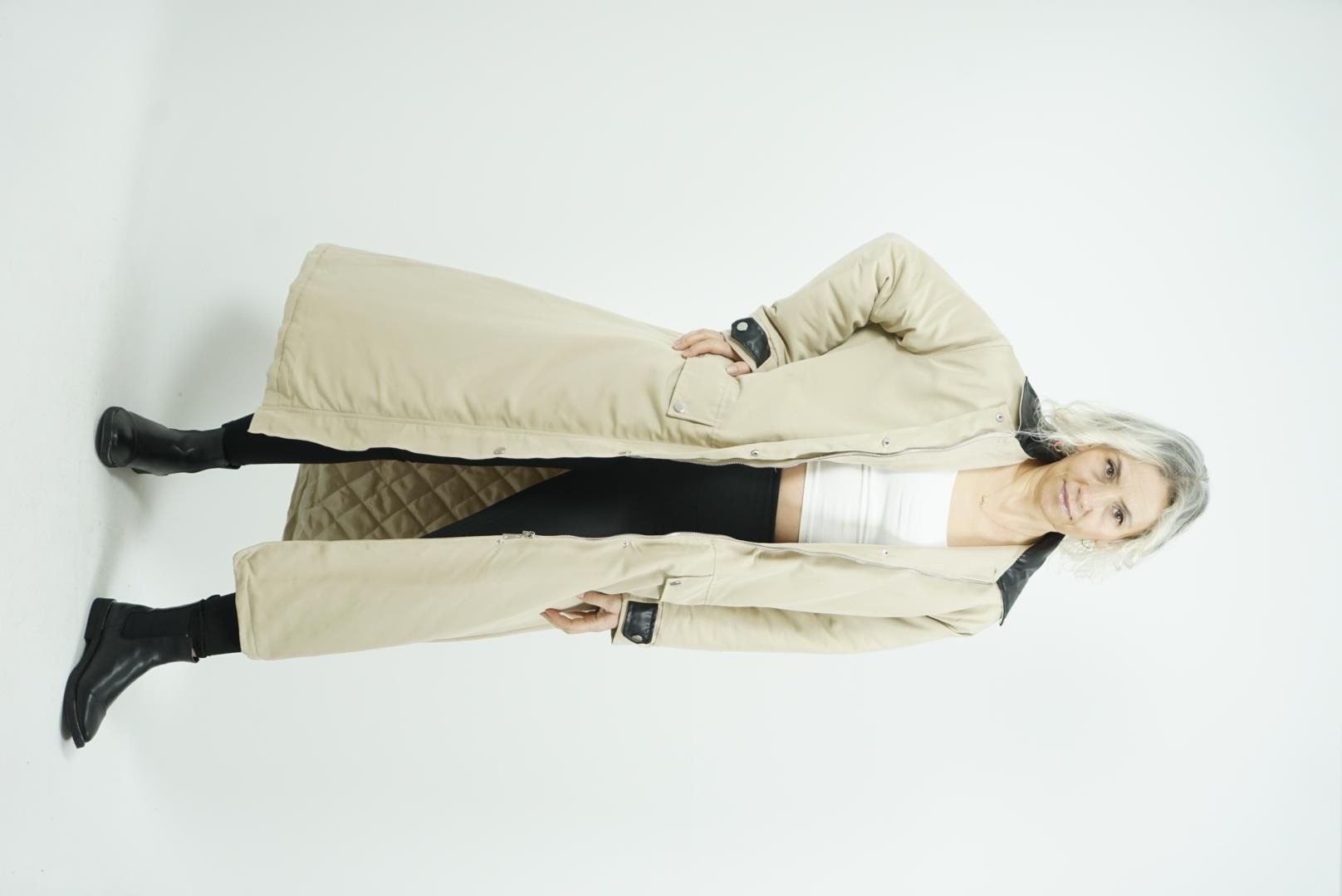 su geçirmez içi ful kapitone maxi boy mont