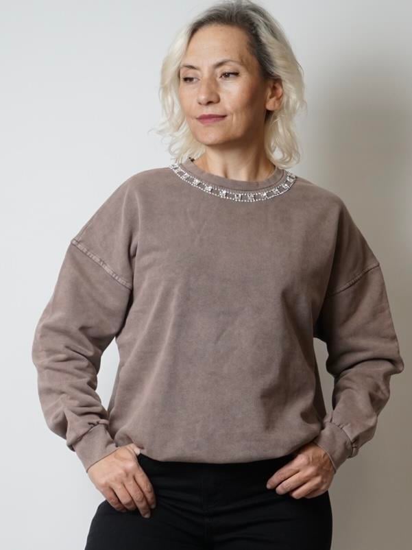 taş detay swetshirt