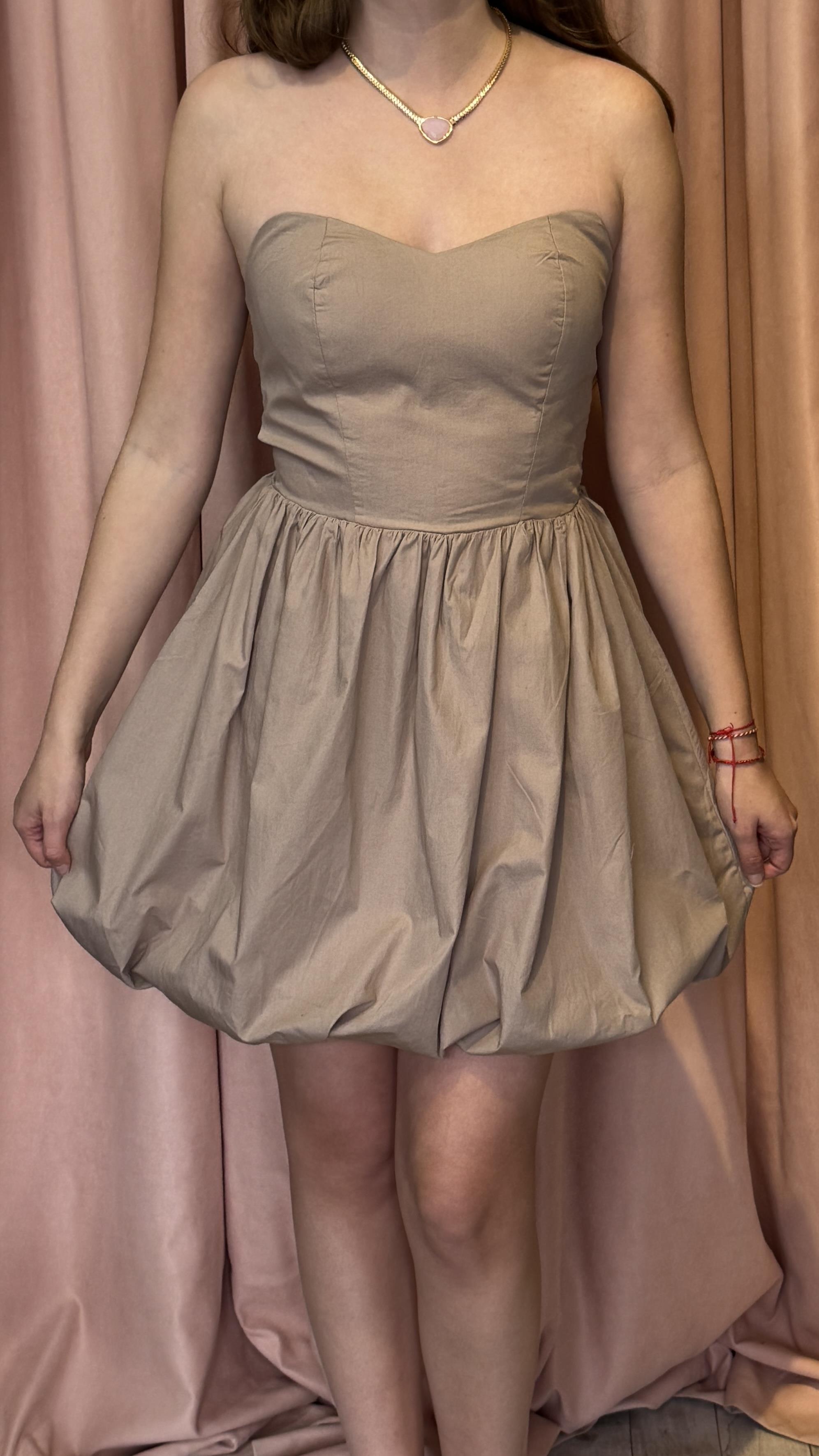 balon etek mini straplez elbise