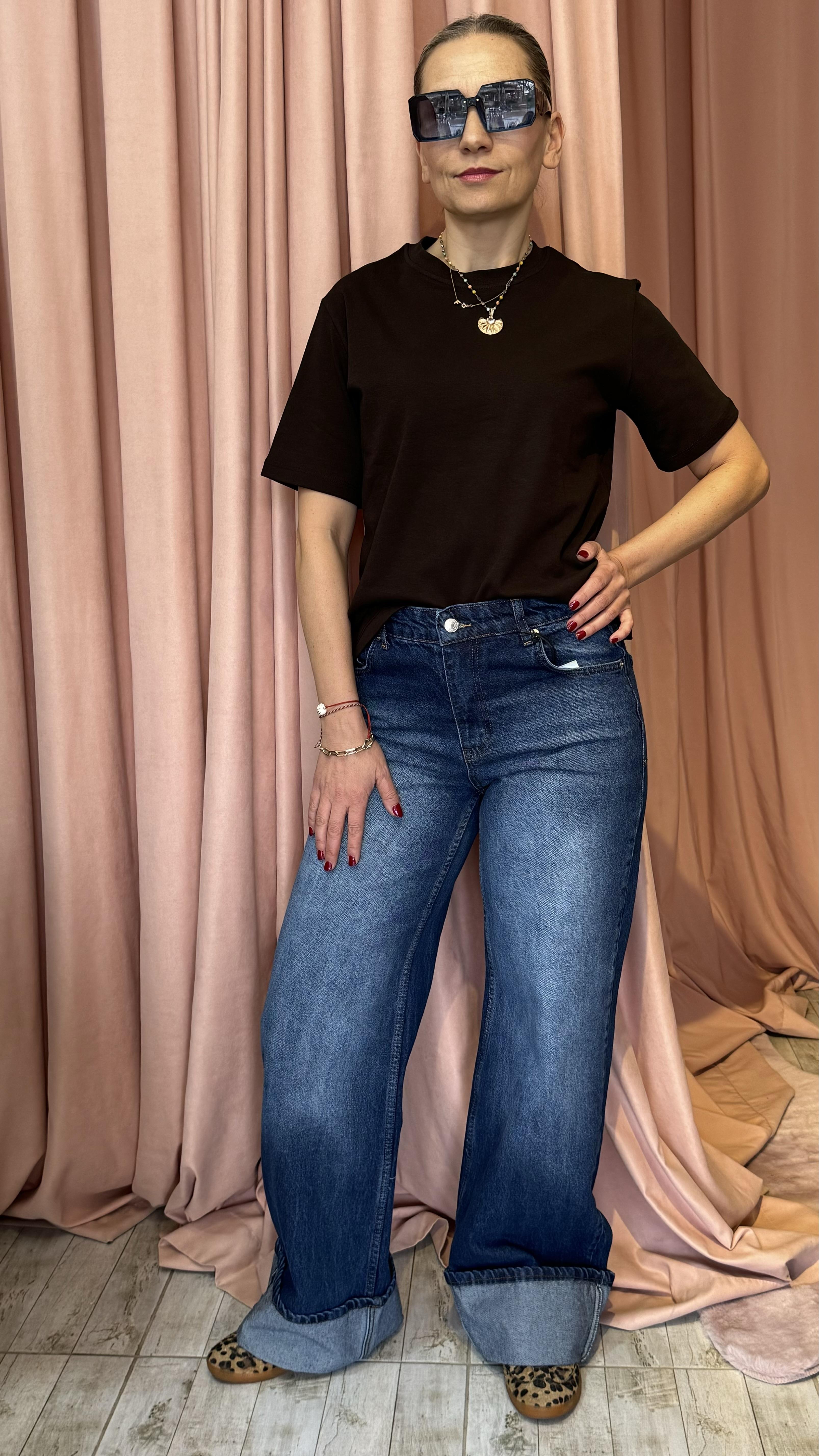 katlamalı yüksek bel jean