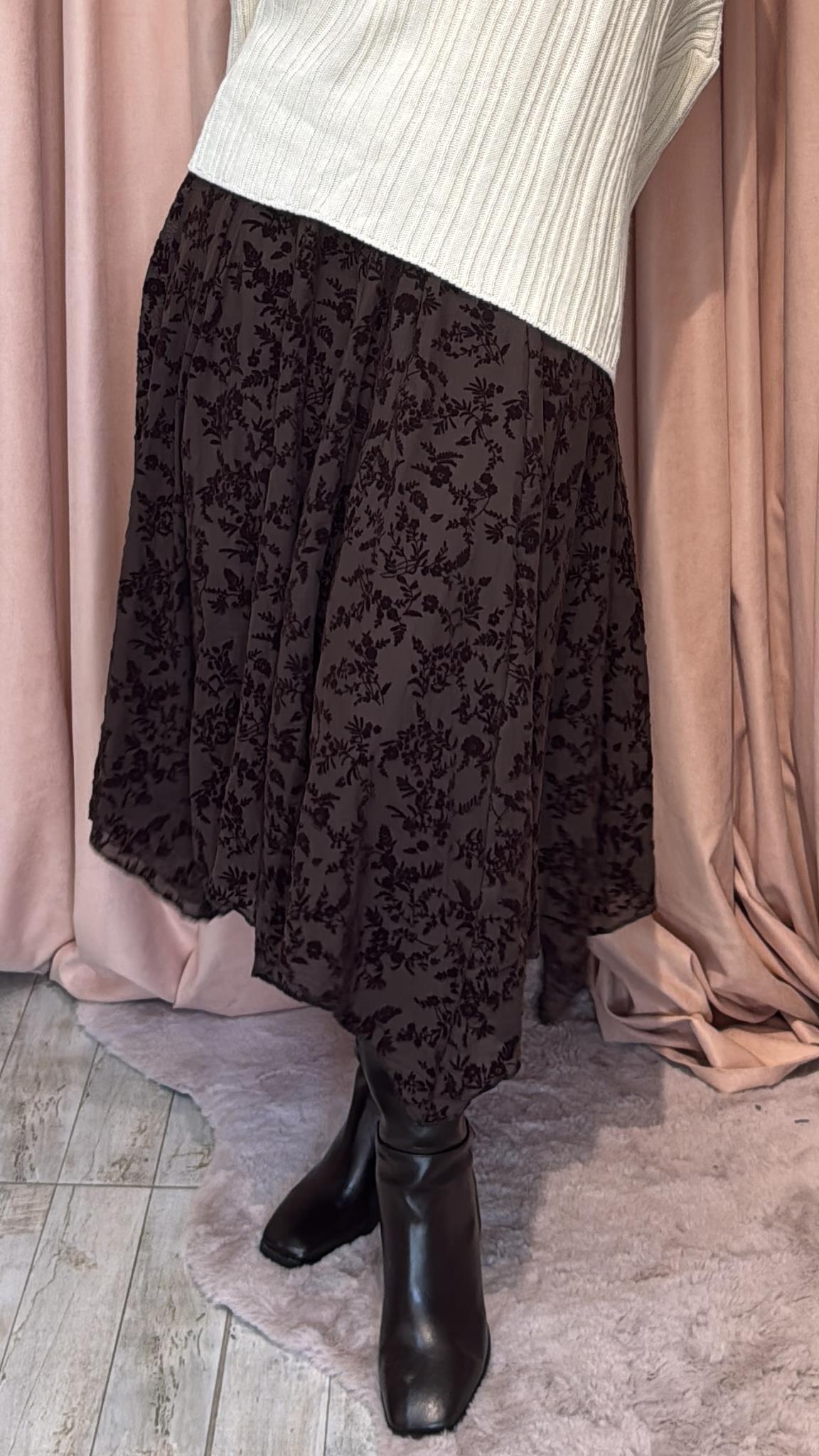 kendinden desenli astarlı etek