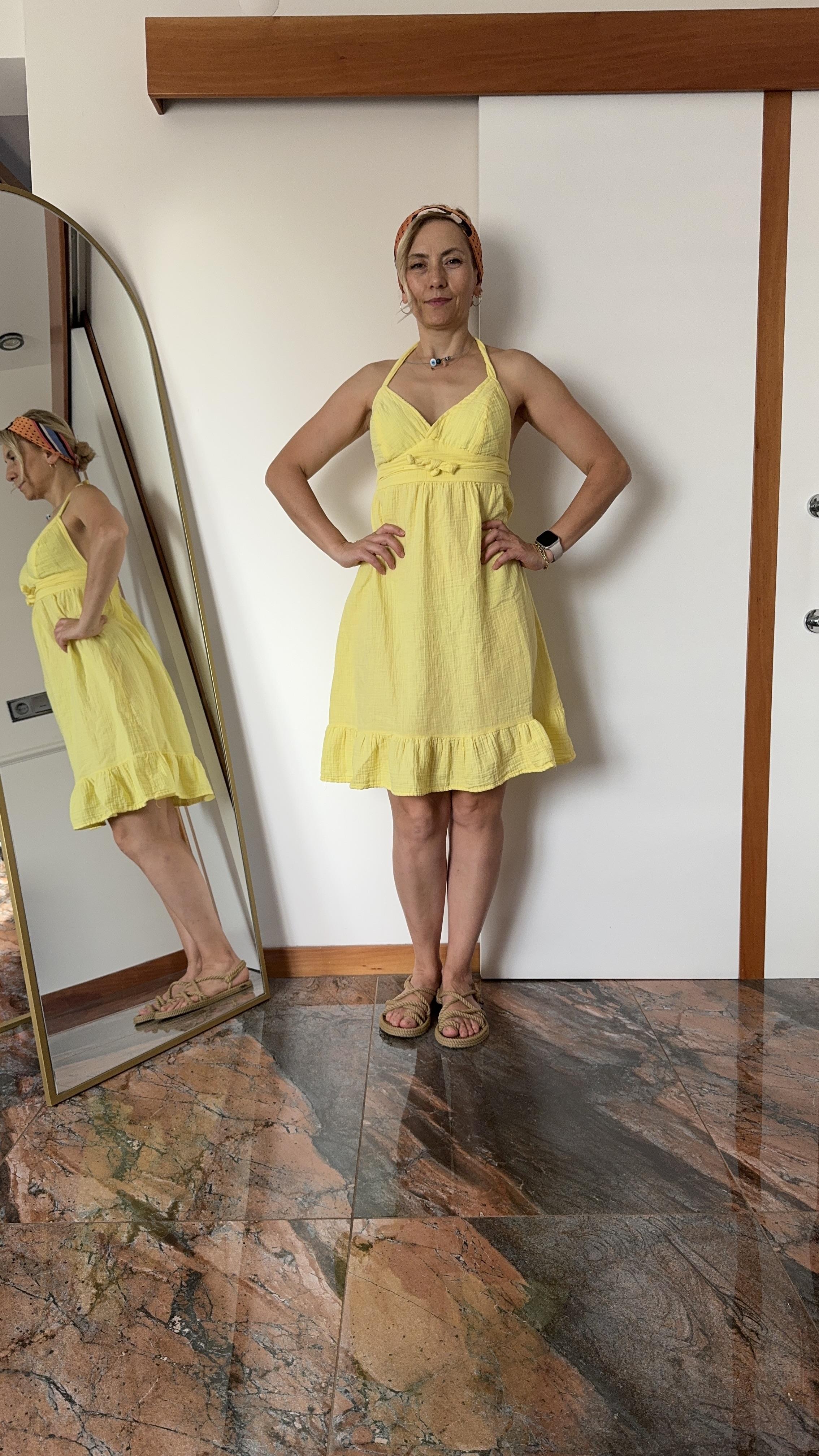 Kısa müslin elbise 