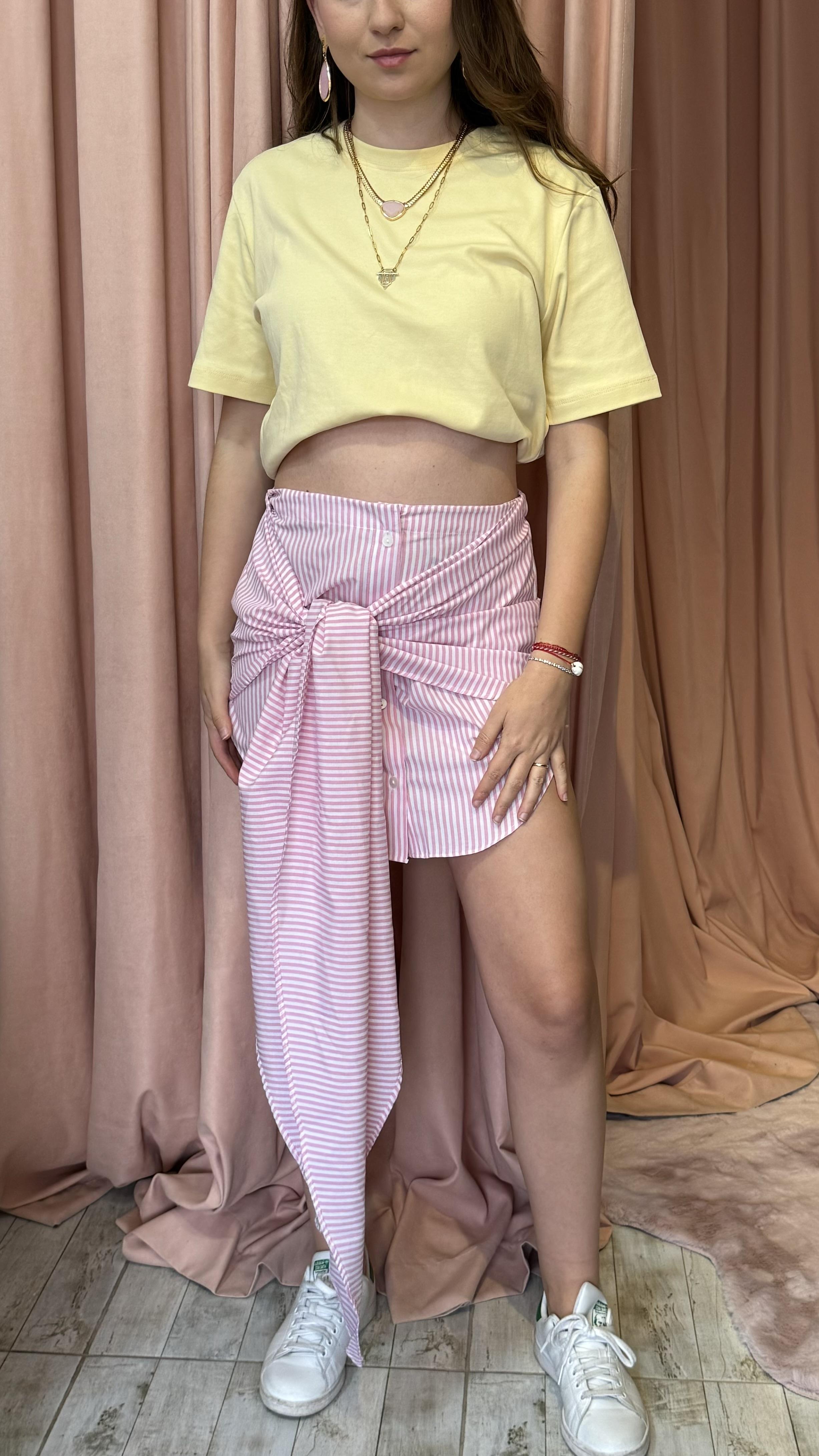 PEMBE ÇİZGİLİ ETEK