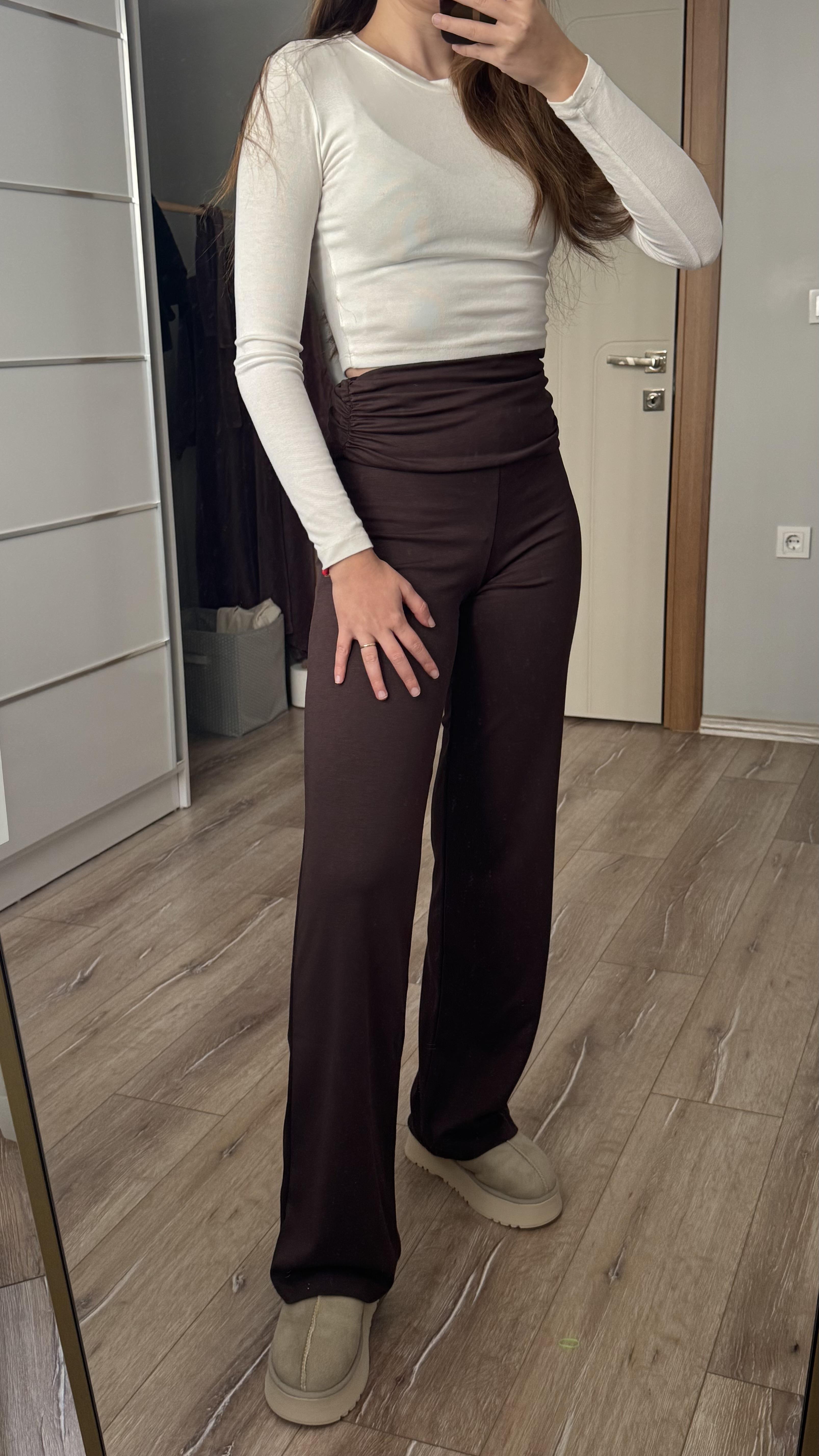 yüksek bel katlamalı pantolon