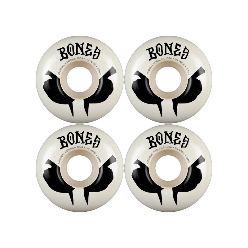 Bones 100s Og Formula Skateboards White 52MM V4 100A Wheels