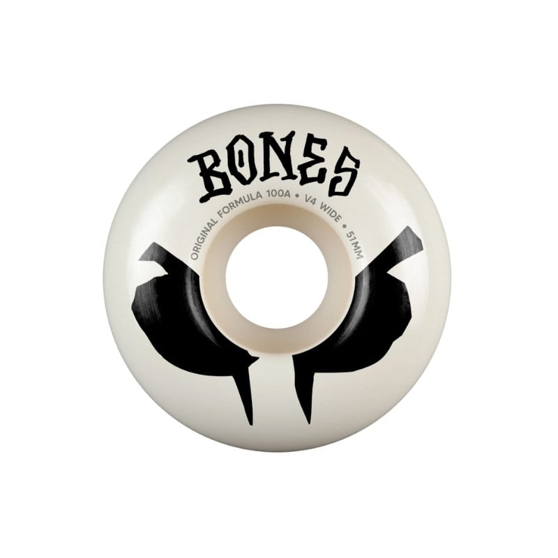 Bones 100s Og Formula Skateboards White 51MM V4 100A Wheels