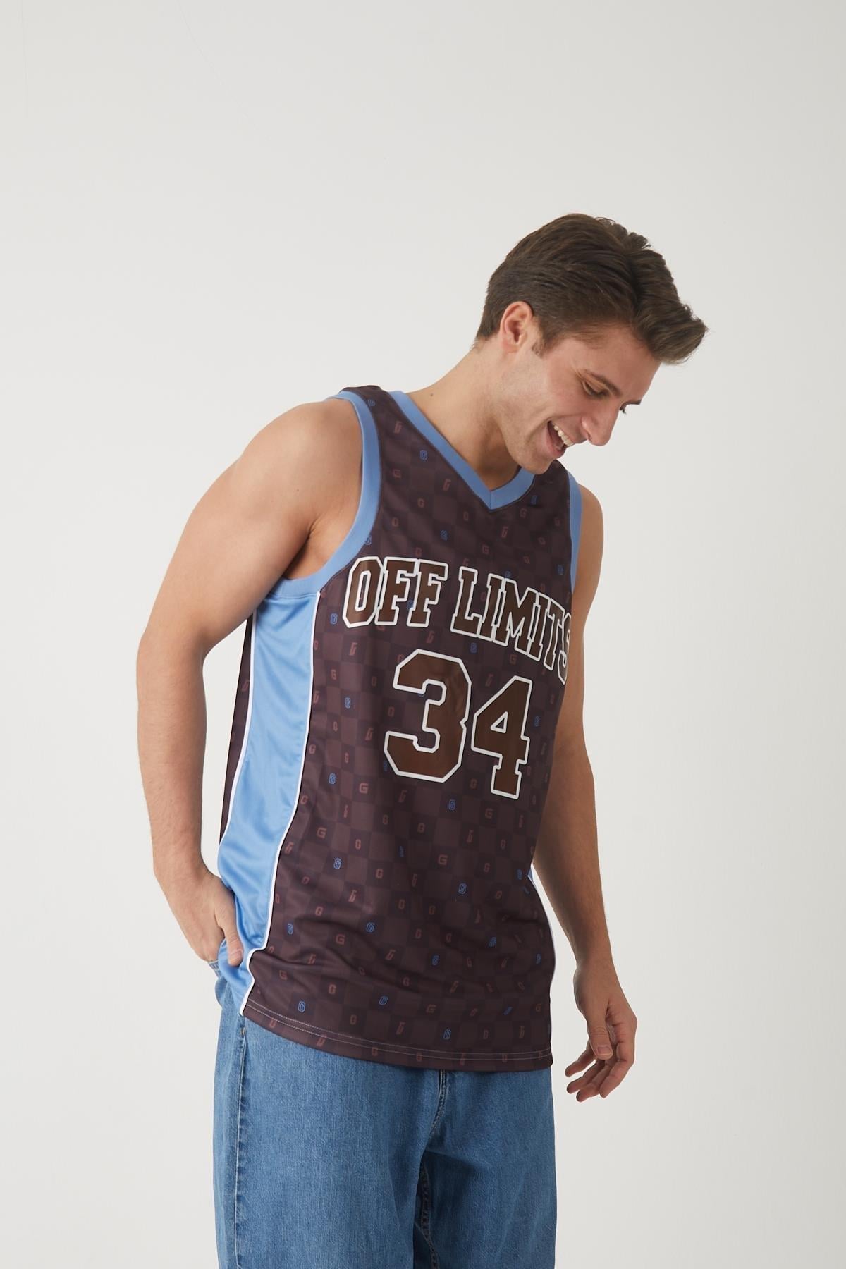 Ghetto Off Limits Checkered Athlete Brown Jersey