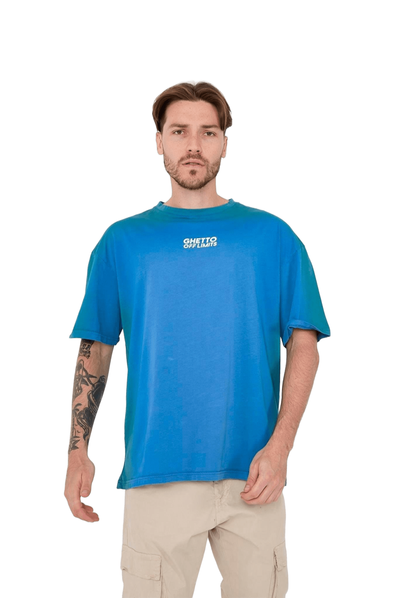 Ghetto Off Limits Effective Oil Wash Blue Oversize T-shirt