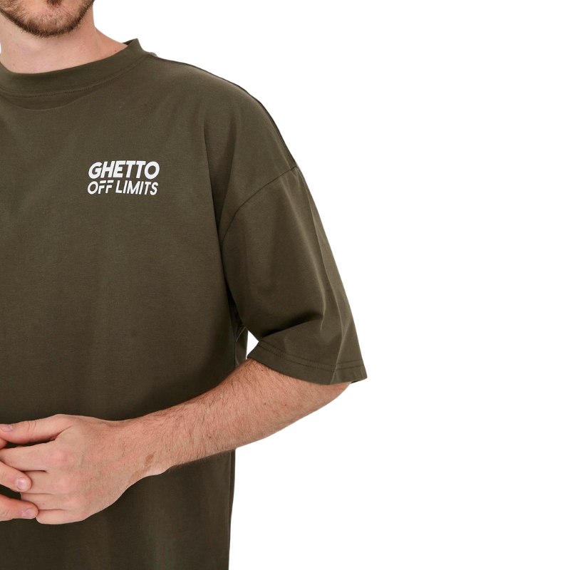 Ghetto Off Limits Back Big G Printed Dark Green Oversize T-shirt
