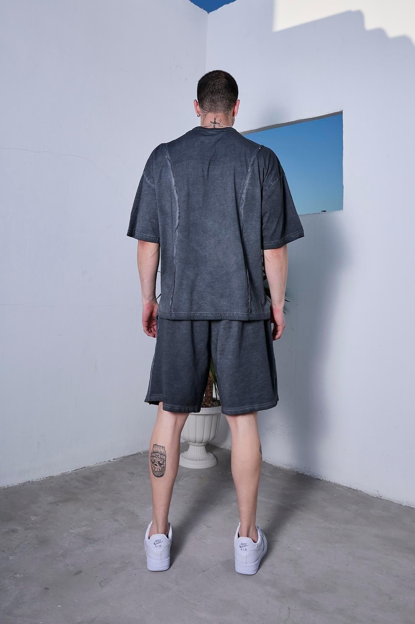 Ghetto Off Limits  Oil Washed Reversible Anthracite Shorts