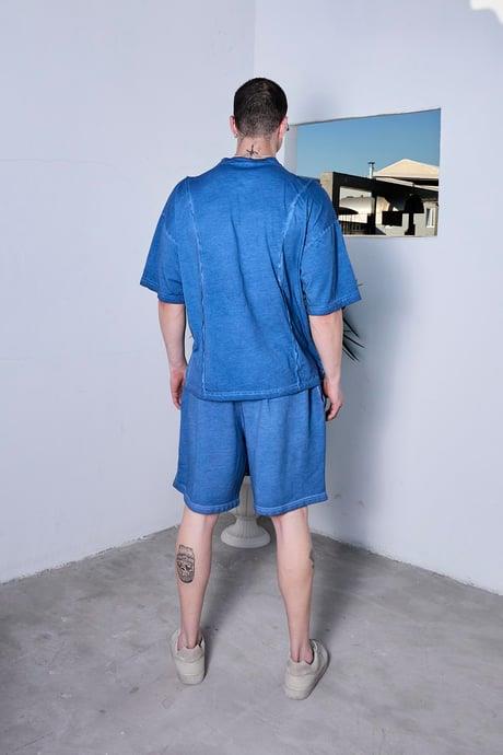 Ghetto Off Limits Oil Washed Reversible Blue Shorts