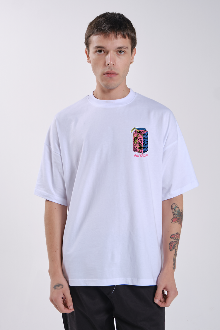 Polypop Juice Box Boxy Fit White T-Shirt